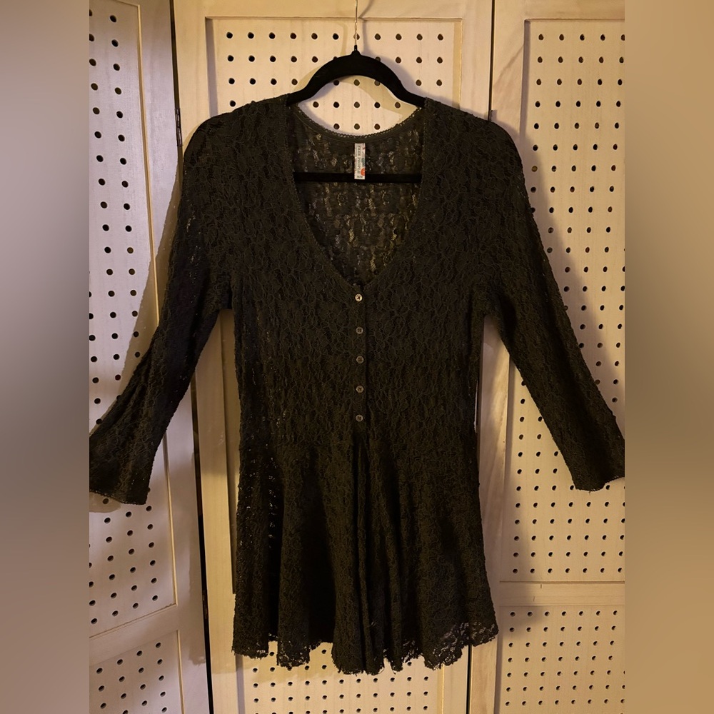 Free People Vintage Women’s Black Lace Top